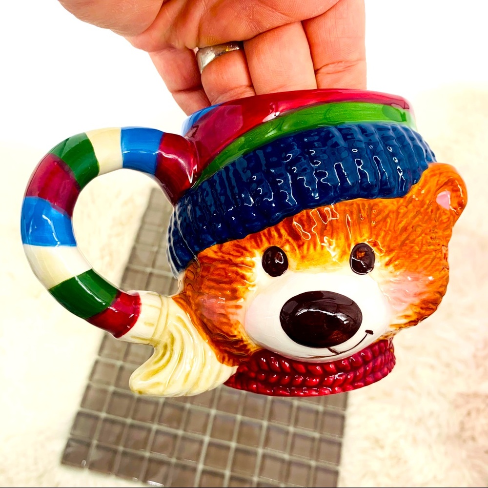 Winter Christmas Handpainted Ceramic Bear Mug